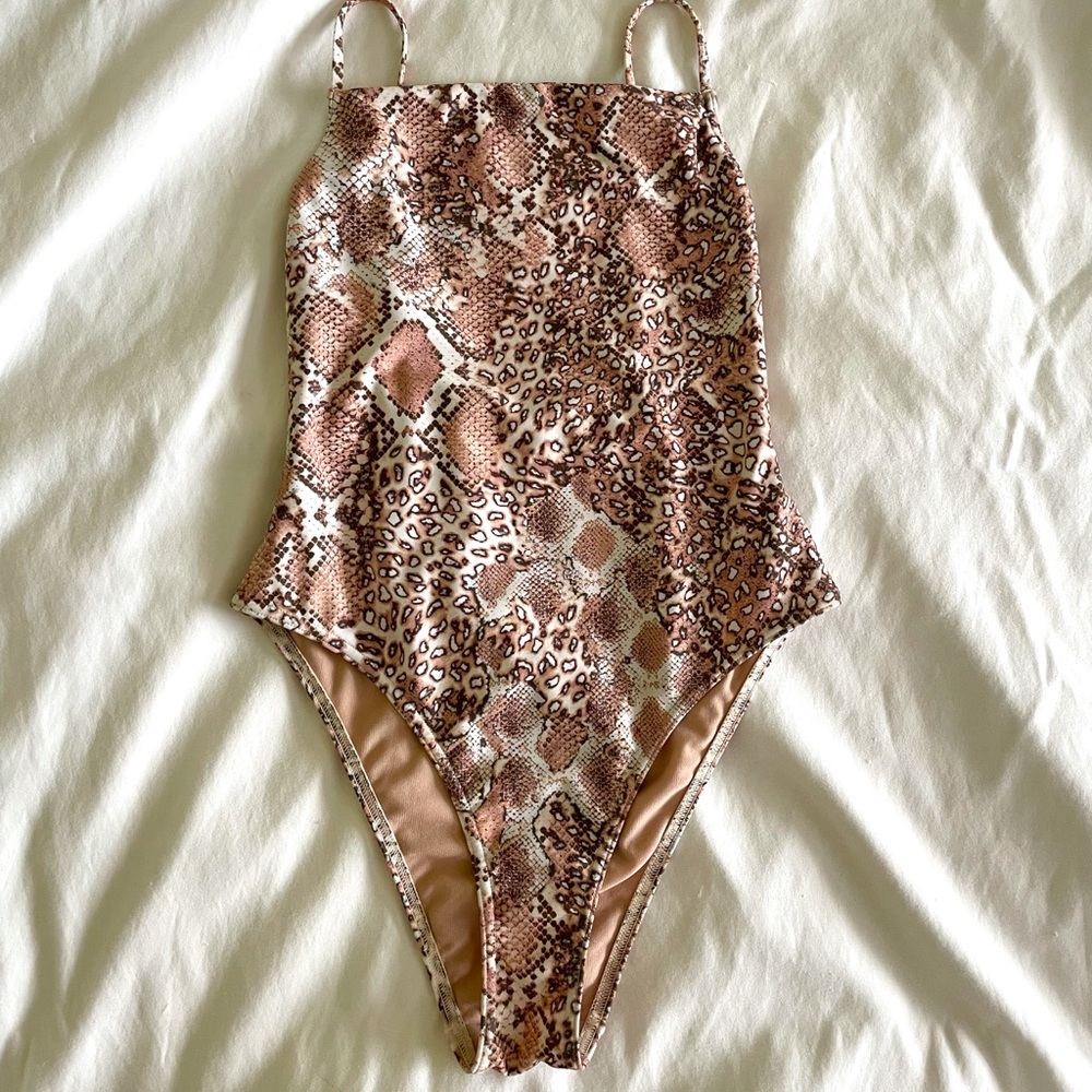 Topshop snake print one-piece swim size 4 xs-small